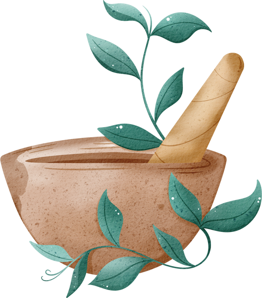 herb mortar watercolor